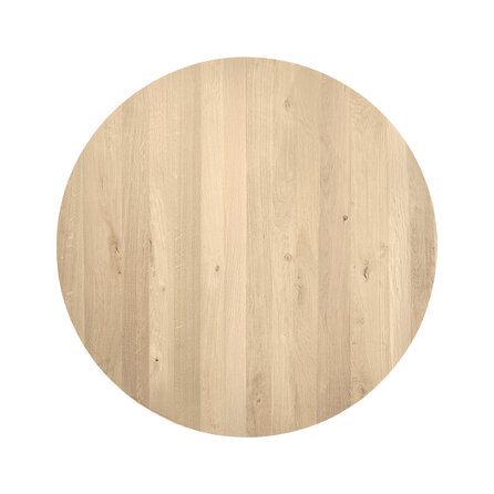 Eiken tafelblad - rond - 4 cm dik - rustiek eikenhout (B/C) - verlijmd, smalle lamel - 40 mm