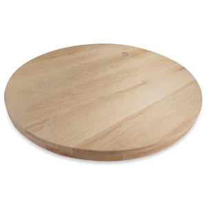 Eiken tafelblad - rond - op maat - 6 cm (2-laags) - rustiek
