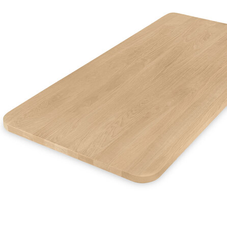 Eiken tafelblad - ronde hoeken - 4 cm dik - foutvrij eikenhout (A/B) - verlijmd, smalle lamel - 40 mm