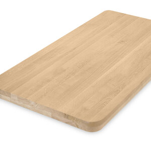 Eiken tafelblad - ronde hoeken - op maat - 6 cm (2-laags) - foutvrij