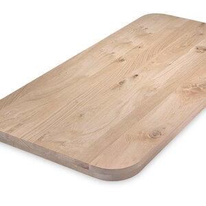 Eiken tafelblad - ronde hoeken - op maat - 6 cm (2-laags) - rustiek
