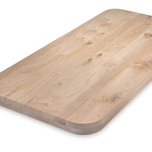 Eiken tafelblad - ronde hoeken - op maat - 8 cm (2-laags) - rustiek