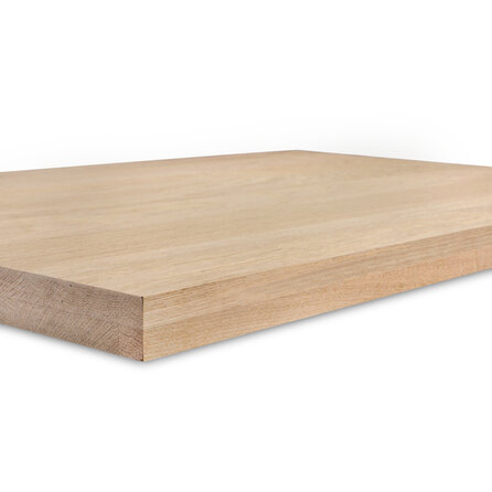 Eiken tafelblad - vierkant - op maat - 6 cm dik - 2-laags massief - foutvrij eikenhout (A/B) - verlijmd, smalle lamel - 60 mm Eiken tafelblad - vierkant - op maat - 6 cm dik - 2-laags massief - foutvrij eikenhout (A/B) - verlijmd, smalle lamel - 60 mm
