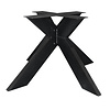 Stalen dubbel X onderstel - zwart - koker: 5x15 cm -  90x90 of 130x130 cm - hoogte: 72 cm - kruis tafelonderstel - gecoat metaal / staal