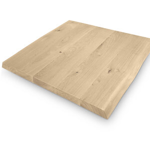 Eiken tafelblad - vierkant - boomstam - 4 cm - rustiek - brede lamel (+10 cm)