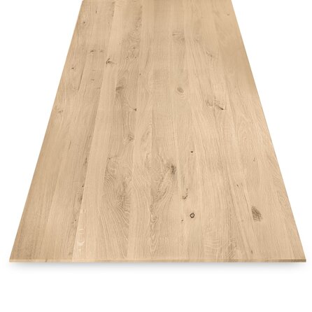 Eiken tafelblad - verjongde rand - 4 cm dik - rustiek eikenhout (B/C) - verlijmd, medium lamel - 40 mm
