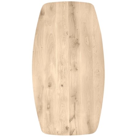 Eiken tafelblad - Deens ovaal met verjongde rand - 3 cm dik - rustiek eikenhout (B/C) - verlijmd, medium lamel - 30 mm