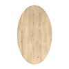Eiken tafelblad - ovaal / ellips - 4 cm dik - rustiek eikenhout (B/C) - verlijmd, medium lamel - 40 mm