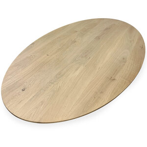 Eiken tafelblad - ovaal, verjongd - 4 cm - rustiek - medium lamel