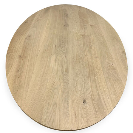 Eiken tafelblad - ovaal / ellips met verjongde rand - 4 cm dik - rustiek eikenhout (B/C) - verlijmd, medium lamel - 40 mm