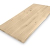 Eiken tafelblad - boomstam rand - geborsteld - 4,5 cm dik - rustiek eikenhout (B/C) - verlijmd, 4-6 XL lamellen met V-groef - 45 mm