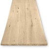 Eiken tafelblad - boomstam rand - geborsteld - 4,5 cm dik - rustiek eikenhout (B/C) - verlijmd, 4-6 XL lamellen met V-groef - 45 mm