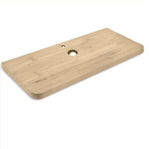Eiken wastafelblad - ronde hoeken - op maat - 4 cm - rustiek - smalle lamel