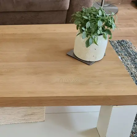 Eiken blad - op maat - 6 cm dik - 3-laags opgedikt (hol) - foutvrij eikenhout (A/B) - verlijmd paneel, smalle lamel - 60 mm Eiken blad - op maat - 6 cm dik - 3-laags opgedikt (hol) - foutvrij eikenhout (A/B) - verlijmd paneel, smalle lamel - 60 mm