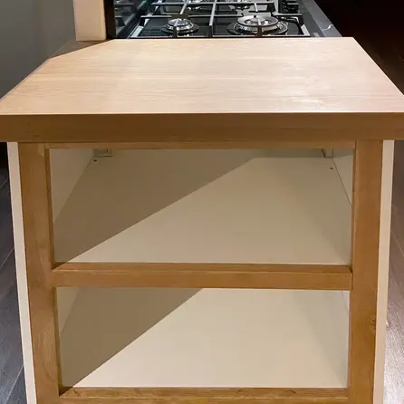 Eiken blad - op maat - 6 cm dik - 3-laags opgedikt (hol) - foutvrij eikenhout (A/B) - verlijmd paneel, smalle lamel - 60 mm Eiken blad - op maat - 6 cm dik - 3-laags opgedikt (hol) - foutvrij eikenhout (A/B) - verlijmd paneel, smalle lamel - 60 mm