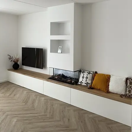 Eiken blad - inclusief uitsparing - op maat - 2 cm dik - rustiek eikenhout (B/C) - verlijmd, smalle lamel - 20 mm