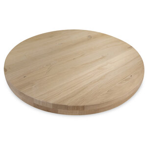 Eiken tafelblad - rond - op maat - 8 cm - (2-laags) - rustiek