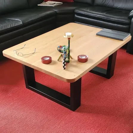 Eiken tafelblad - ronde hoeken - op maat - 3 cm dik - foutvrij eikenhout (A/B) - verlijmd, smalle lamel - 30 mm