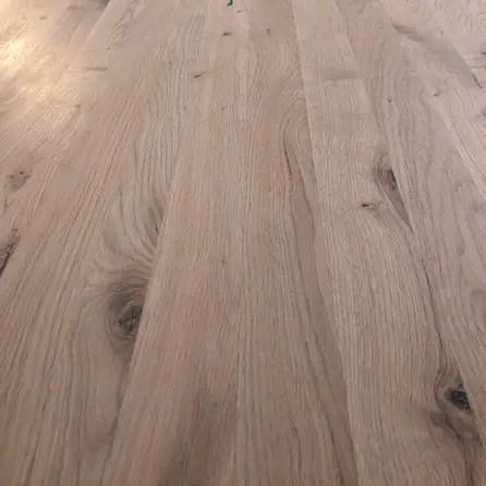 Eiken tafelblad - met halve cirkel uiteinden - op maat - 6 cm dik - 2-laags massief - rustiek eikenhout (B/C) - verlijmd, smalle lamel - 60 mm