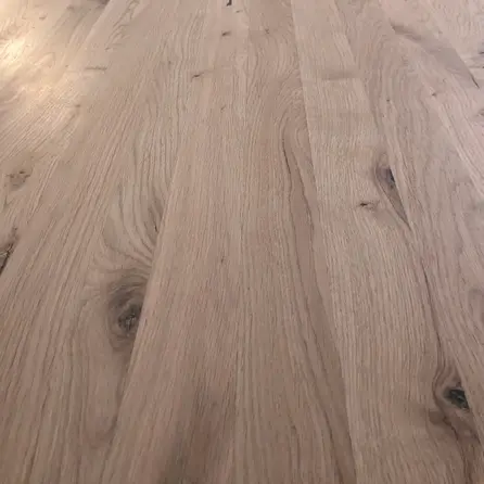 Eiken tafelblad - met halve cirkel uiteinden - 8 cm dik - 2-laags massief - rustiek eikenhout (B/C) - verlijmd, smalle lamel - 80 mm