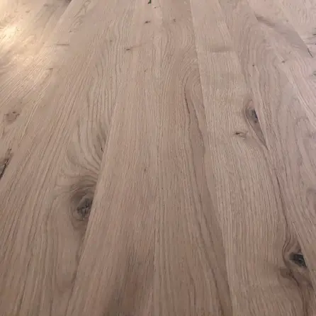 Eiken tafelblad - met halve cirkel uiteinden - op maat - 4 cm dik - rustiek eikenhout (B/C) - verlijmd, smalle lamel - 40 mm