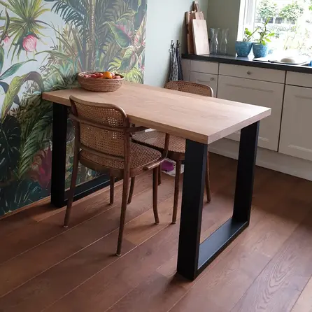 Eiken tafelblad - op maat - 4 cm dik - 2-laags massief - foutvrij eikenhout (A/B) - verlijmd, smalle lamel - 40 mm
