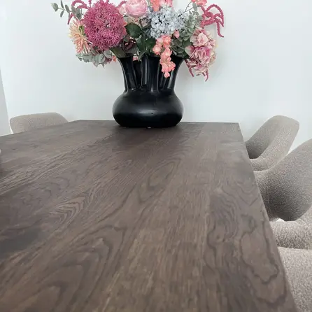 Eiken tafelblad - op maat - 2,7 cm dik - rustiek eikenhout (B/C) - verlijmd, brede lamel (9-12 cm) - 27 mm Eiken tafelblad - op maat - 2,7 cm dik - rustiek eikenhout (B/C) - verlijmd, brede lamel (9-12 cm) - 27 mm