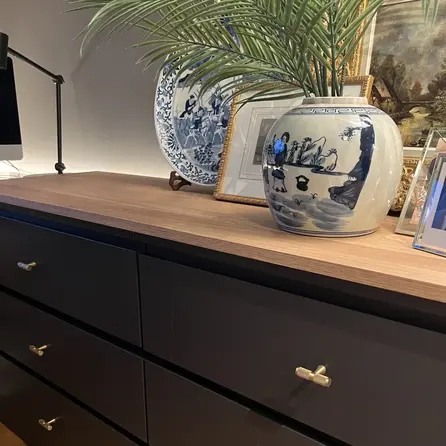 Eiken blad - inclusief uitsparing - op maat - 2 cm dik - foutvrij eikenhout (A/B) - verlijmd, smalle lamel - 20 mm