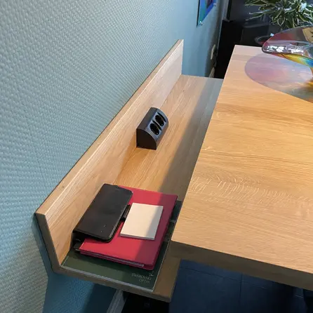 Eiken blad - inclusief uitsparing - op maat - 2 cm dik - foutvrij eikenhout (A/B) - verlijmd, smalle lamel - 20 mm