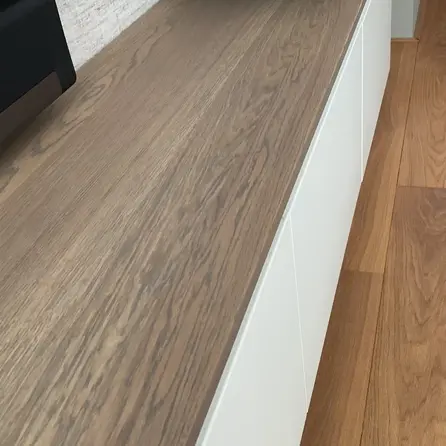 Eiken blad - inclusief uitsparing - op maat - 2 cm dik - foutvrij eikenhout (A/B) - verlijmd, smalle lamel - 20 mm