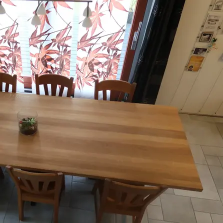Eiken tafelblad - op maat - 4 cm dik - 2-laags massief - foutvrij eikenhout (A/B) - verlijmd, smalle lamel - 40 mm