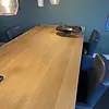 Eiken tafelblad - op maat - 8 cm dik - 2-laags rondom opgedikt - foutvrij eikenhout (A/B) - verlijmd, smalle lamel - 40 mm