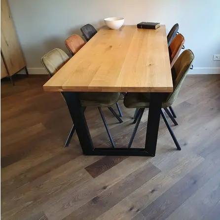 Eiken tafelblad - 4,5 cm dik - 2-laags rondom opgedikt - rustiek eikenhout (B/C) - verlijmd - 45 mm