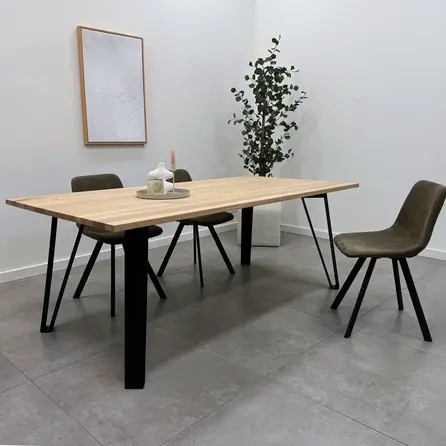 Stalen hairpin poten - zwart - koker: 0,5x8 cm - breedte; 92 cm - hoogte: 72 cm - zwarte haarspeld tafelpoot - gecoat metaal / staal