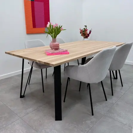 Stalen hairpin poten - zwart - koker: 0,5x8 cm - breedte; 92 cm - hoogte: 72 cm - zwarte haarspeld tafelpoot - gecoat metaal / staal