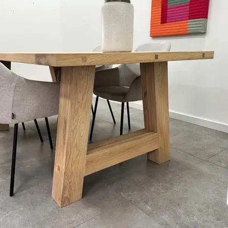 Eiken A tafelpoten - rustiek - balk: 12x12 cm - breedte: 88 cm - hoogte: 72 cm - A-poot (eetkamer)tafel - rustiek eikenhout (B/C)