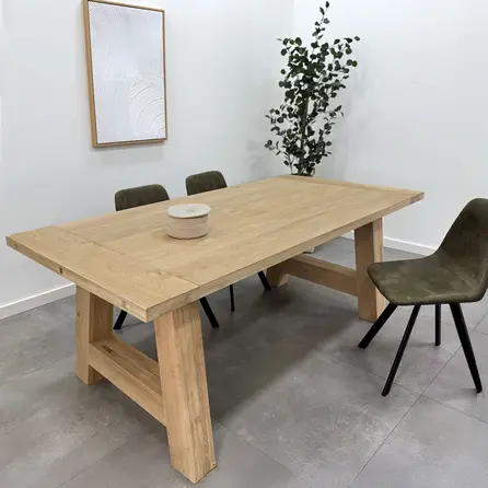 Eiken A tafelpoten - rustiek - balk: 12x12 cm - breedte: 88 cm - hoogte: 72 cm - A-poot (eetkamer)tafel - rustiek eikenhout (B/C)