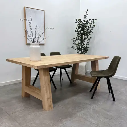 Eiken A tafelpoten - rustiek - balk: 12x12 cm - breedte: 88 cm - hoogte: 72 cm - A-poot (eetkamer)tafel - rustiek eikenhout (B/C)