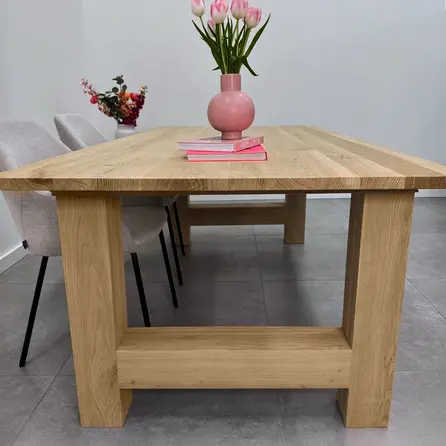 Eiken H tafelpoten - rustiek - balk: 12x12 cm - breedte: 88 cm - hoogte: 72 cm - H-poot (eetkamer)tafel - rustiek eikenhout (B/C)