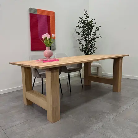 Eiken H tafelpoten - rustiek - balk: 12x12 cm - breedte: 88 cm - hoogte: 72 cm - H-poot (eetkamer)tafel - rustiek eikenhout (B/C)