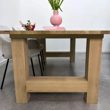 Eiken H tafelpoten - rustiek - balk: 12x12 cm - breedte: 88 cm - hoogte: 72 cm - H-poot (eetkamer)tafel - rustiek eikenhout (B/C)