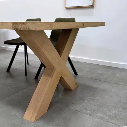 Eiken X tafelpoten - rustiek - balk: 12x12 cm - breedte: 78 cm - hoogte: 72 cm - X-poot (eetkamer)tafel - rustiek eikenhout (B/C)