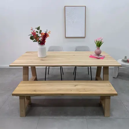 Eiken A tafelpoten - rustiek - balk: 4x10 cm - breedte: 78 cm - hoogte: 72 cm - A-poot (eetkamer)tafel - rustiek eikenhout (B/C)