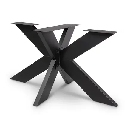 Stalen matrix onderstel - zwart - koker: 5x15 cm -  90x140 of 90x180 cm - hoogte: 72 cm - spinpoot tafelonderstel - gecoat metaal / staal
