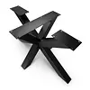 Stalen matrix onderstel - zwart -  10x10 cm -  78x140 cm - hoogte: 72 cm - spinpoot tafelonderstel - gecoat metaal / staal