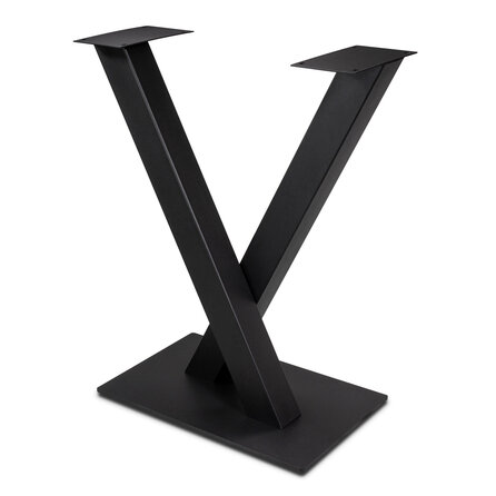 Stalen  V / X onderstel - zwart - koker: 10x10 cm - breedte: 82 cm - hoogte: 100 cm - V/X statafel / bartafel onderstel met voetplaat - gecoat metaal / staal