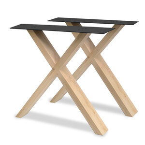 Eiken X-tafelpoten - 4x10 cm - 78 cm breed - 72 cm hoog