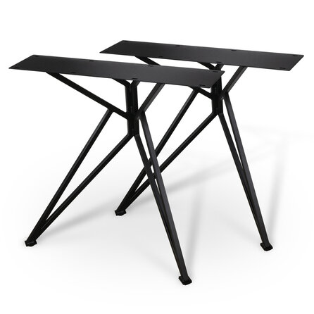 Stalen vlinderpoten - zwart - koker: 2x2 cm - breedte: 78 cm - hoogte: 72 cm - zwarte vlinder tafelpoot - gecoat metaal / staal