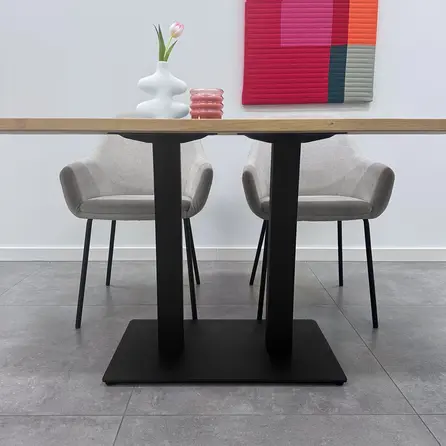 Gietijzeren horeca onderstel - zwart - 8x8 cm - voet: 40x70 cm - hoogte: 72 cm - horeca tafelonderstel met voet - gecoat metaal / staal