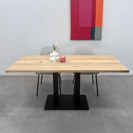 Gietijzeren horeca onderstel - zwart - 8x8 cm - voet: 40x70 cm - hoogte: 72 cm - horeca tafelonderstel met voet - gecoat metaal / staal